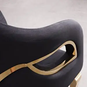 Alternative view of Gold Accent Black Velvet Chair: Luxury Dining Chair