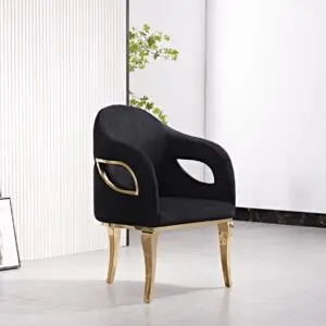 Gold Accent Black Velvet Chair: Luxury Dining Chair