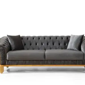 Alternative view of Modern Gray and Gold Sofa and Loveseat Set
