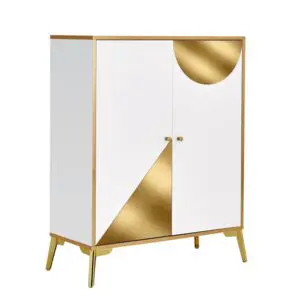 Modern Sideboard Table - White and Gold MDF