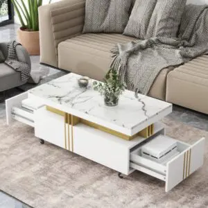 Gold Accent Modern Coffee Table with Storage