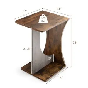 Alternative view of Engineered Wood End Table with C-Shaped Design - Natural Wood Grain
