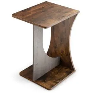 Engineered Wood End Table with C-Shaped Design - Natural Wood Grain