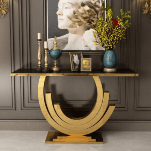 Elegant Gold Console Table with Marble Top