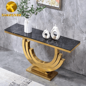 Alternative view of Elegant Gold Console Table with Marble Top