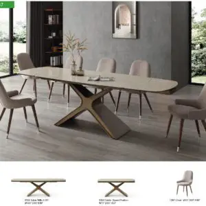 Alternative view of Glossy Beige Dining Ensemble