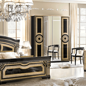 Aida Black And Gold Bedroom Set