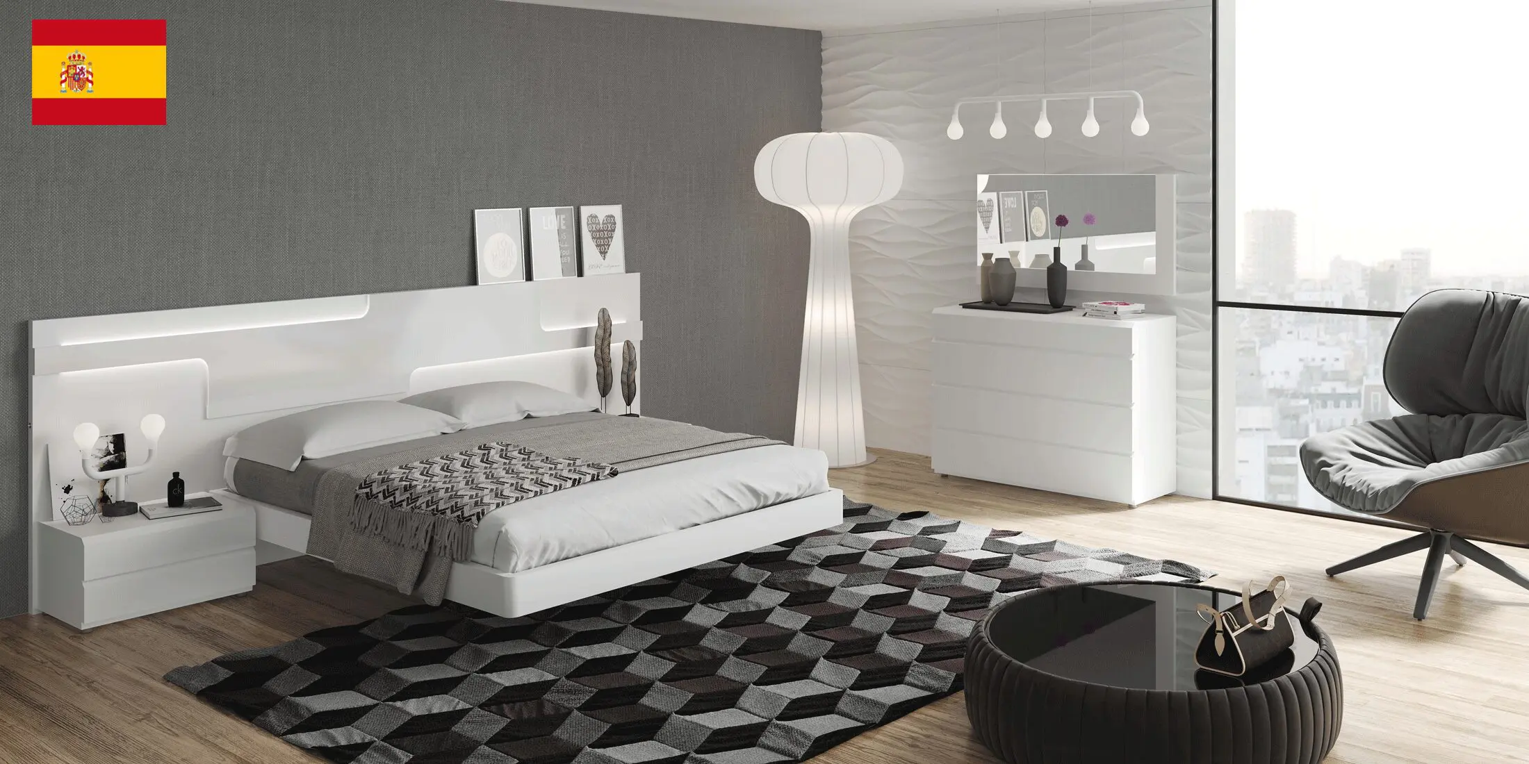 Sara High Gloss Bedroom Set