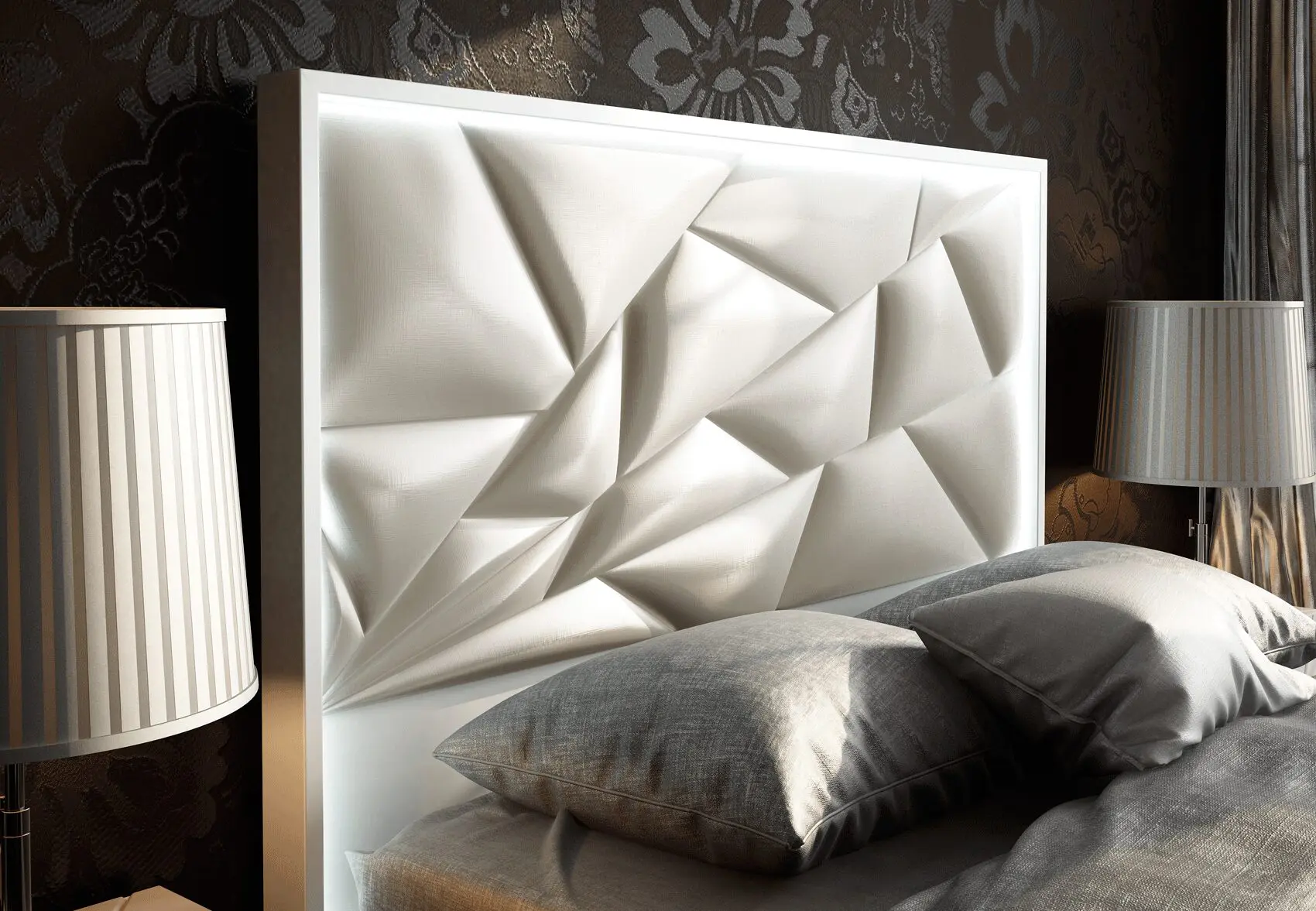 Kiu High Gloss White Bedroom Set - Image 2