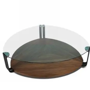 Viviana Glass Metal Walnut Table