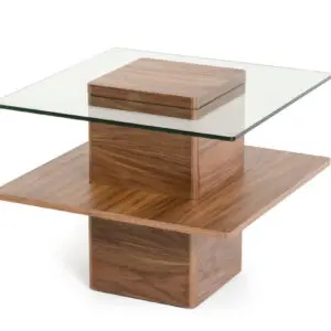 Walnut Harmony Glass End Table