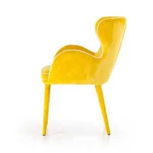 Tigard Curved Yellow Fabric Dining Chair