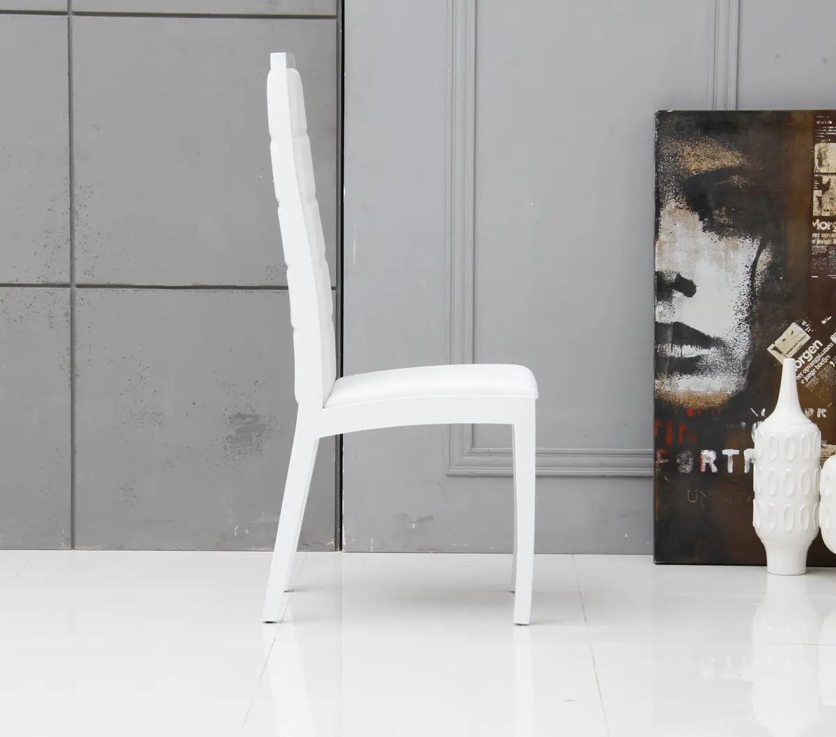 Elegance White Leatherette Dining Chair Set