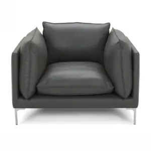 Harvest Grey Leather Accent Chair