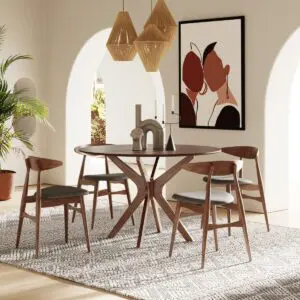Aura Walnut Round Dining Table
