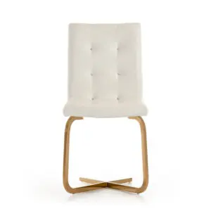 Alternative view of Haslet Tufted White Rosegold Chair Set