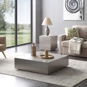 Anvil Cube Steel End Table