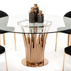 Alternative view of Paxton Round Glass Rose Gold Table