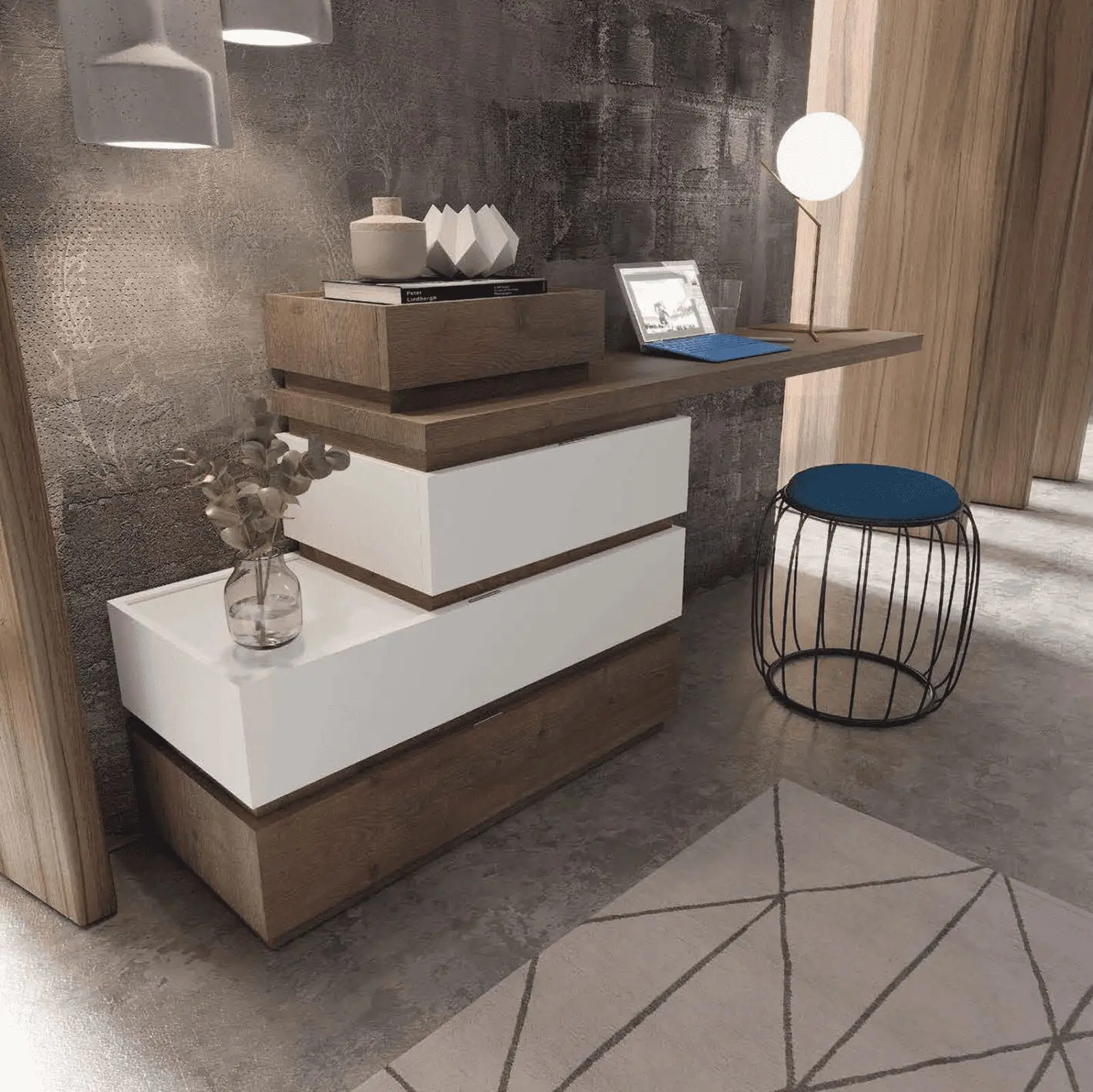 Print Humo White Bedroom Set