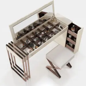 Alternative view of Warp White Metallic Vanity Dresser Set