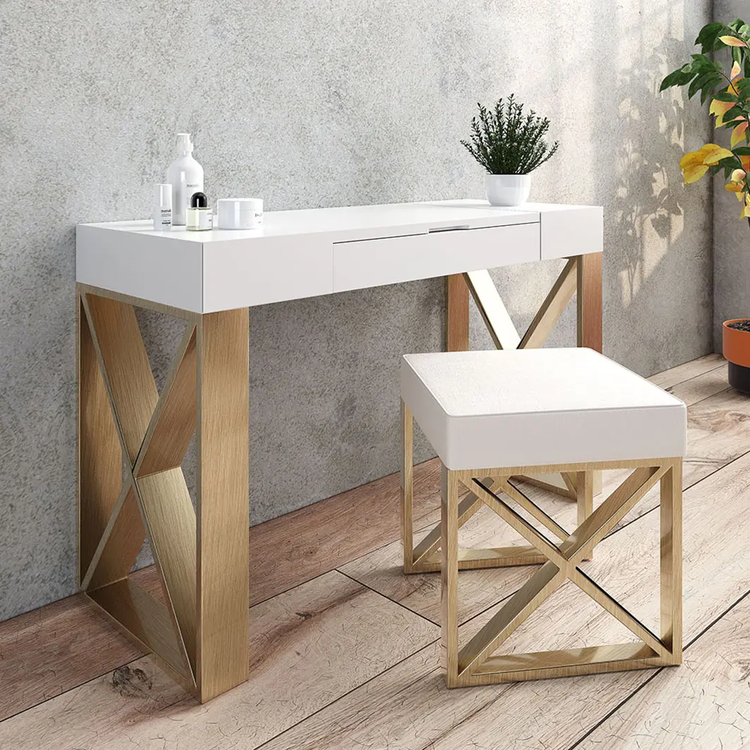 Warp White Metallic Vanity Dresser Set
