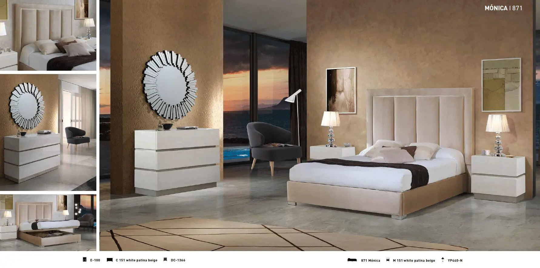 Beige Velvet Monica Storage Set