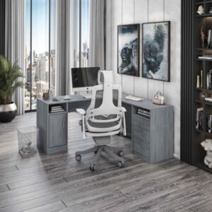 L-Shaped Home Office Desk - Corner Gray Office Desk Image