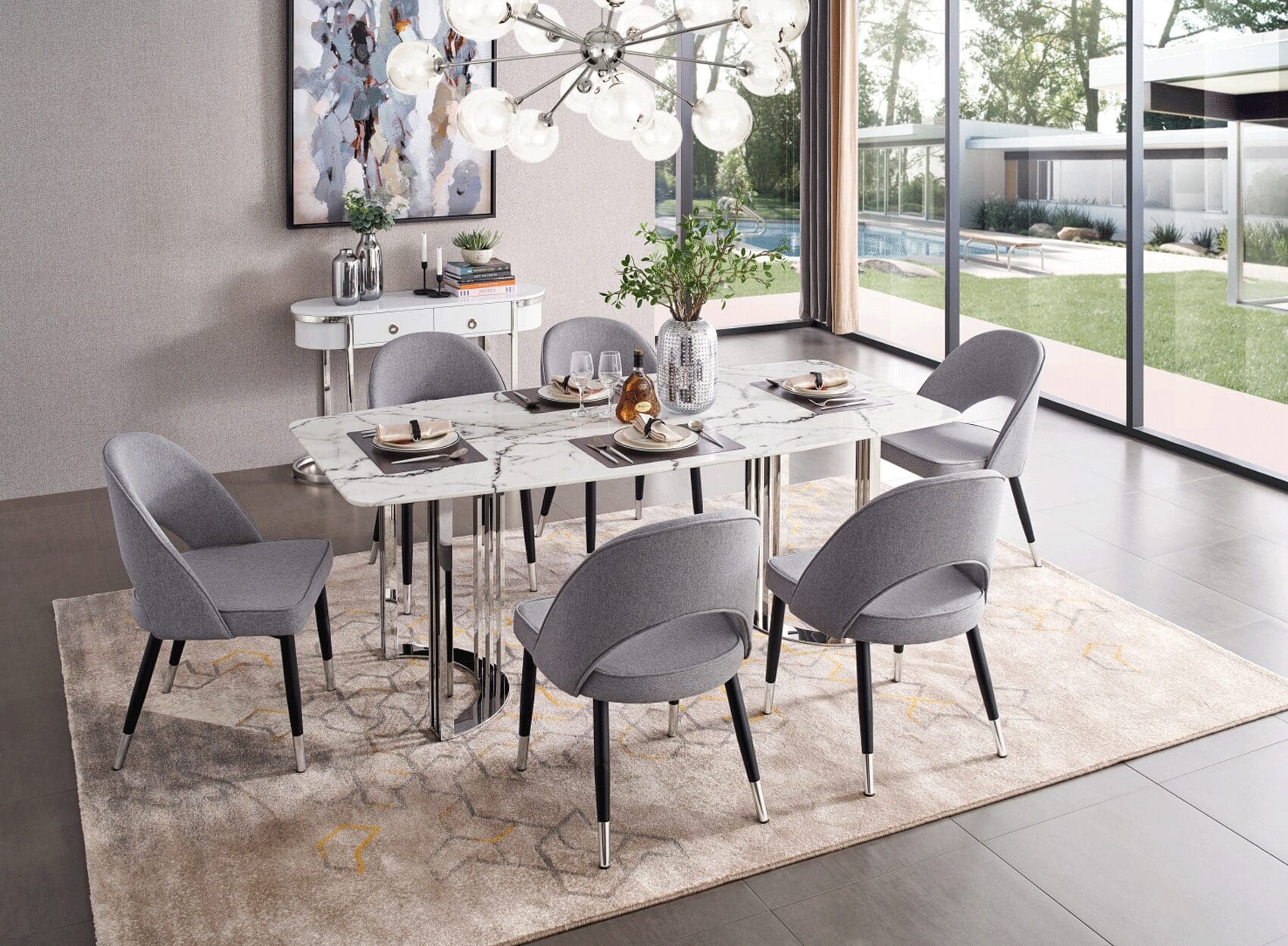 Silver Luxe Dining Set